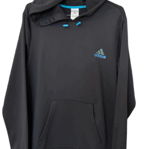 buzo gris 3 rayas fluor capucha talle L